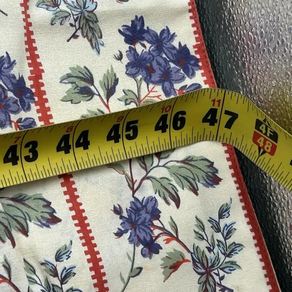 April Cornell Cotton Tablecloth 4ft Square Plaid Floral Blue Purple Cottage Core